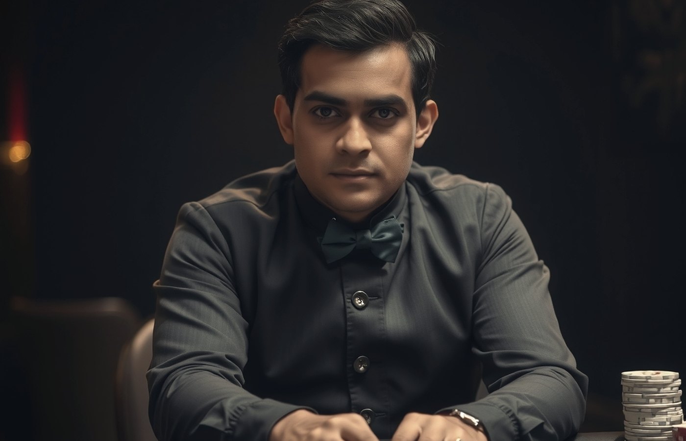 A live dealer at a table